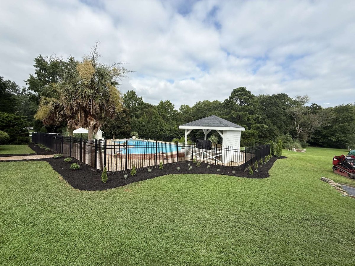 Poolside hardscape and landscape construction Upstate SC